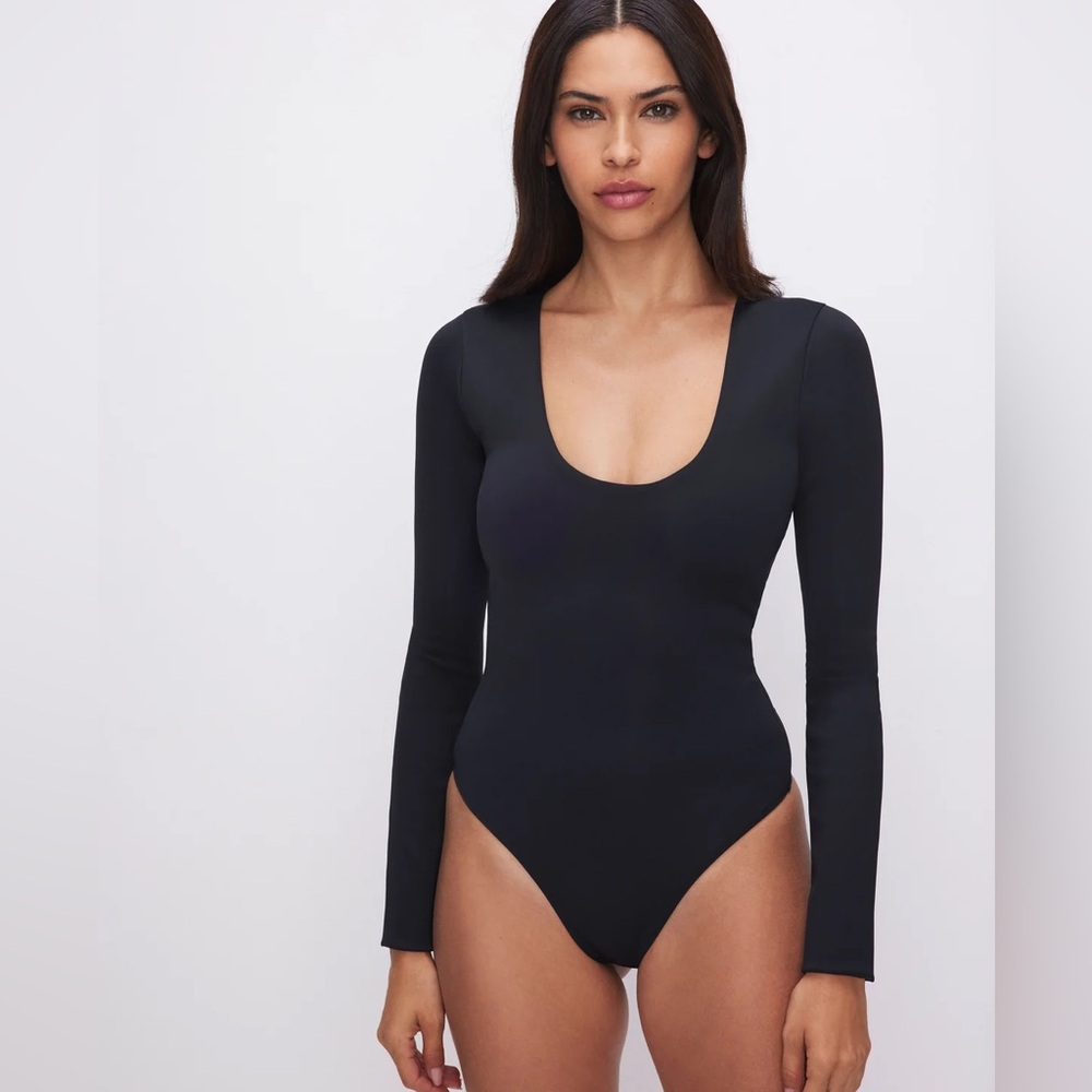 NWOT Good American Scuba Scoop Neck Black Compression Bodysuit 3X